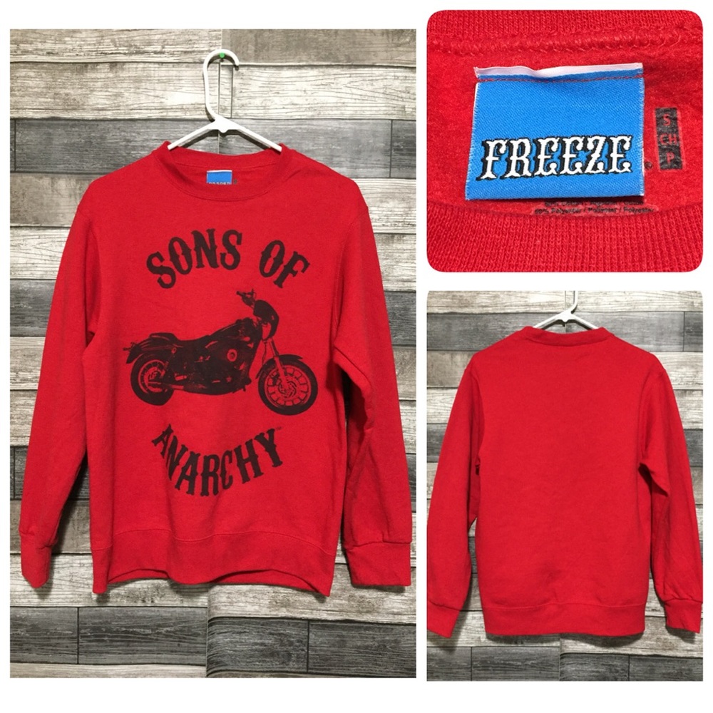 Freeze Sons Of Anarchy Sweatshirt Size S Red Black Pullover Fruit Of The Loom
